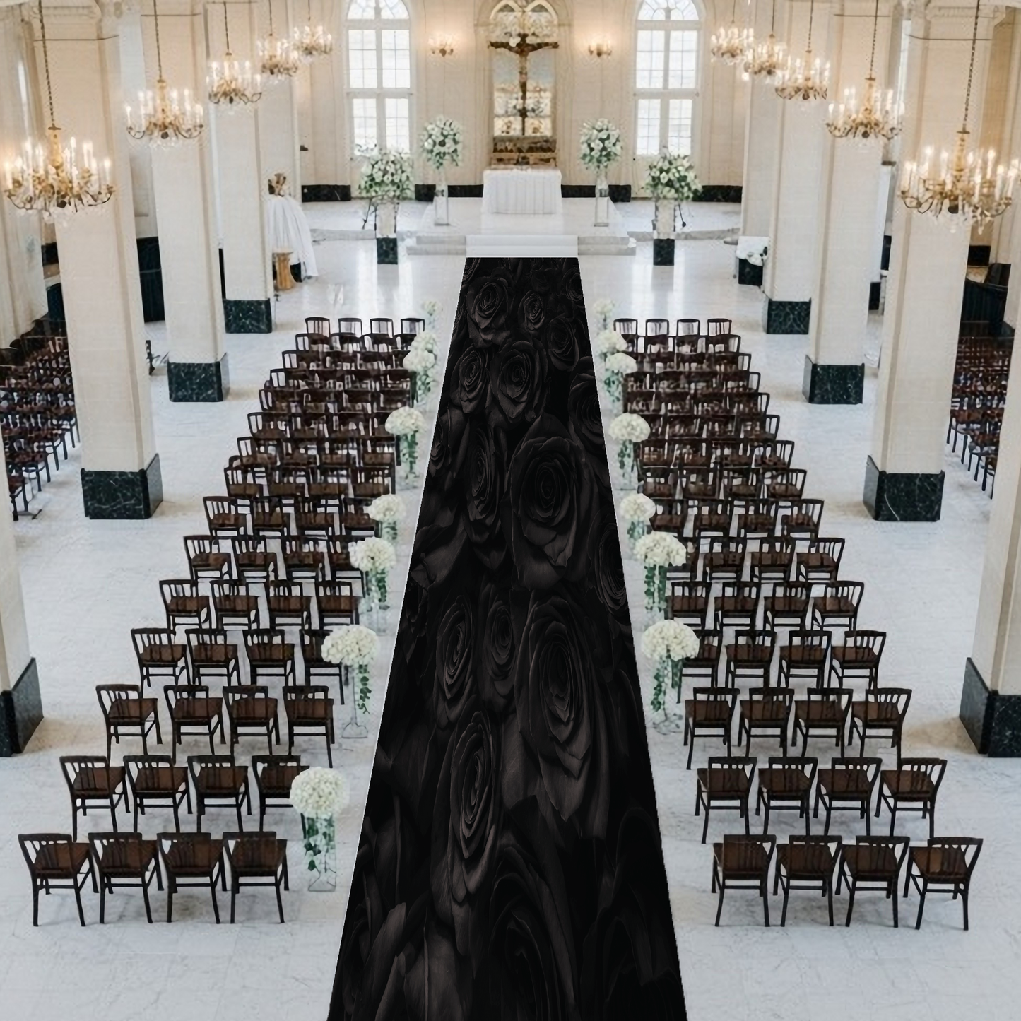 Black Roses Aisle Runner
