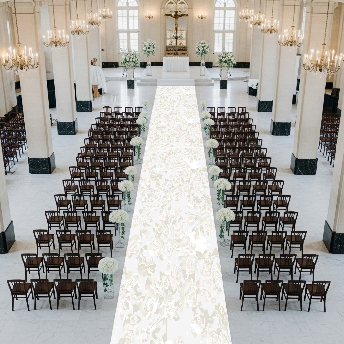 Cream Roses Aisle Runner