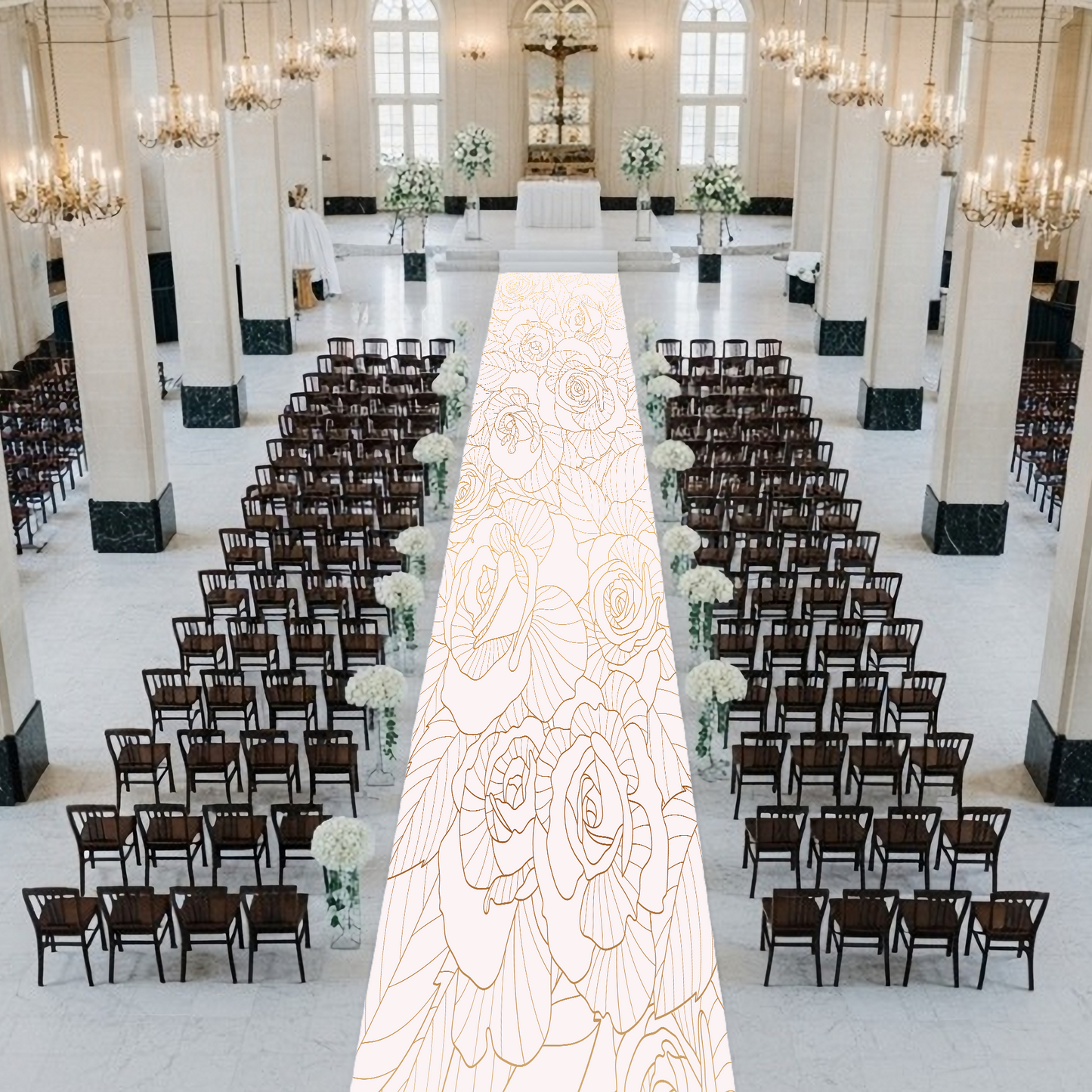 Gold Roses Aisle Runner