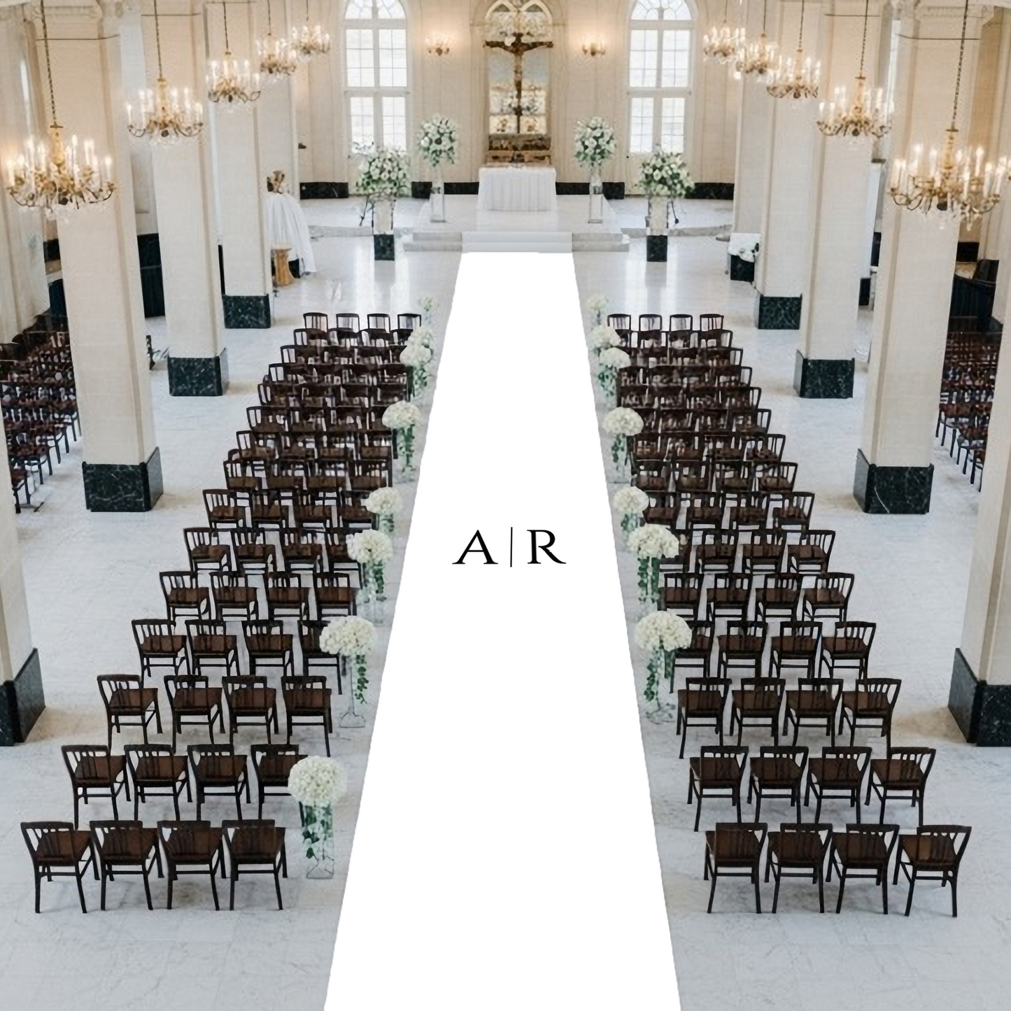 Black & White Initials Aisle Runner