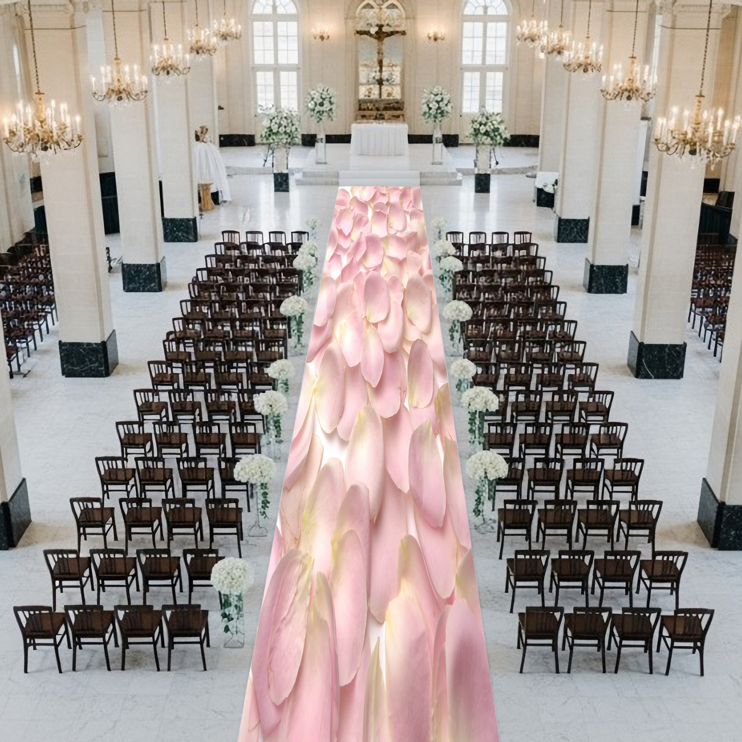 Pale Pink Rose Petals Aisle Runner