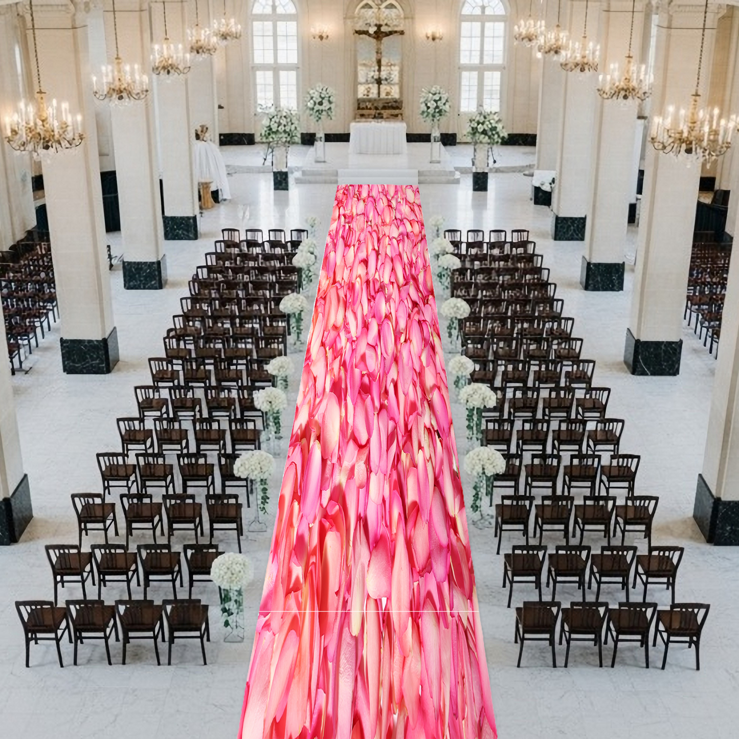 Pink Rose Petals Aisle Runner