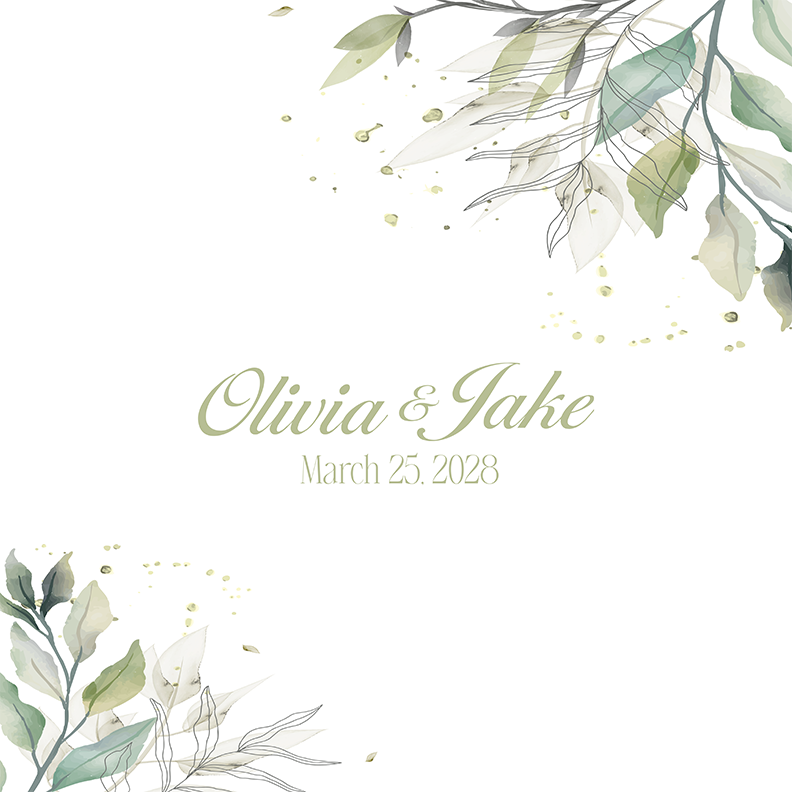 Names in Center with Leaf Vines in Corners