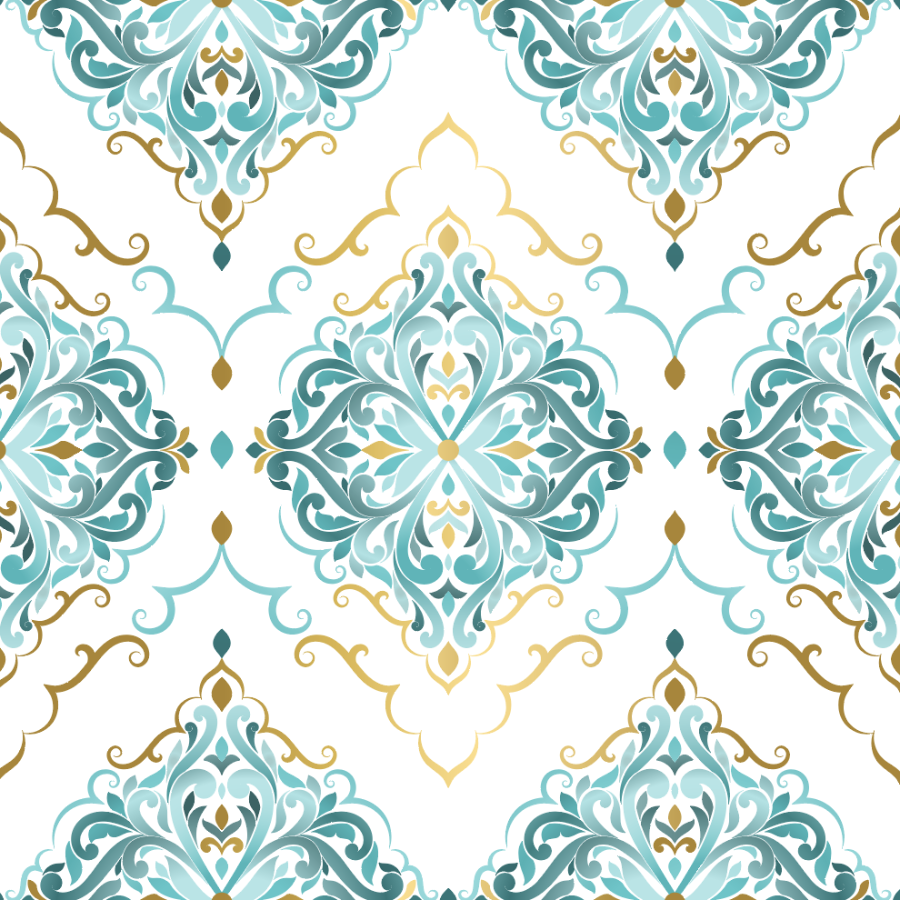 Gold and Turquoise Diamond Pattern