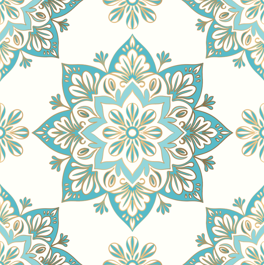 Gold and Teal Flower Bloom