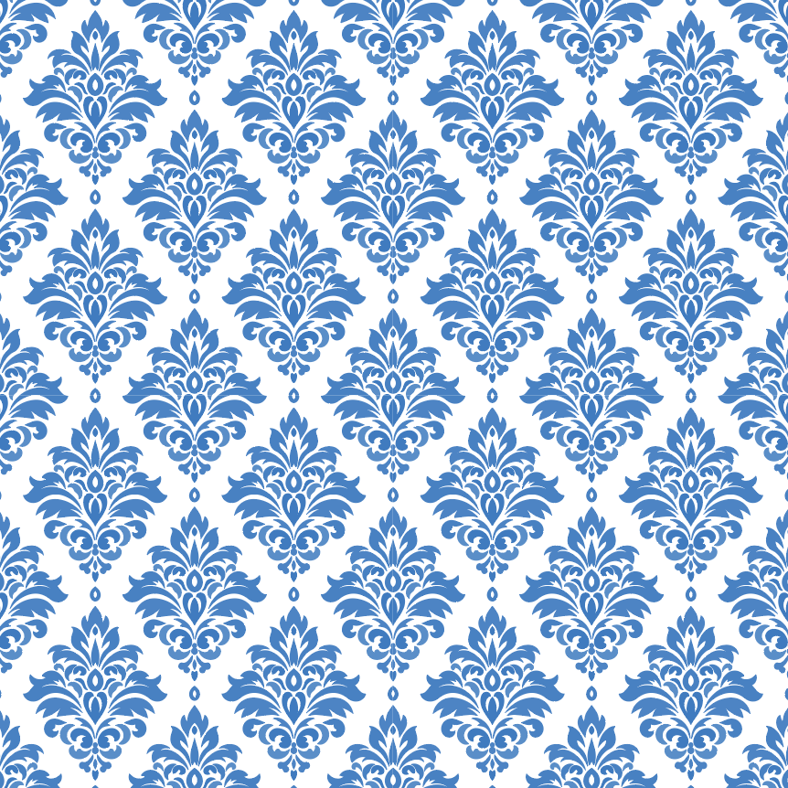 Blue Floral Fleur De Lis Pattern