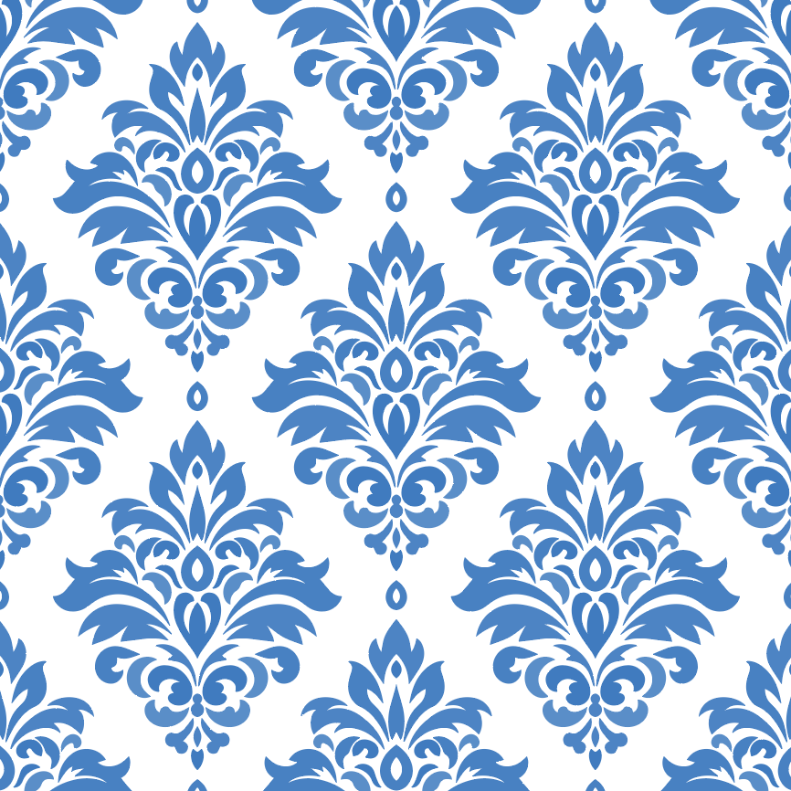 Blue Floral Fleur De Lis