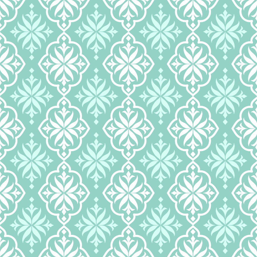 White and Turquoise Leaf Pattern