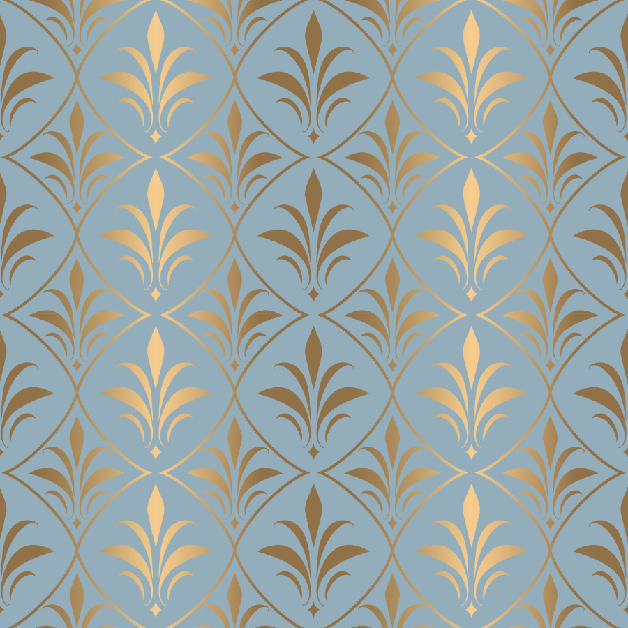 Gold and Light Blue Damask Pattern