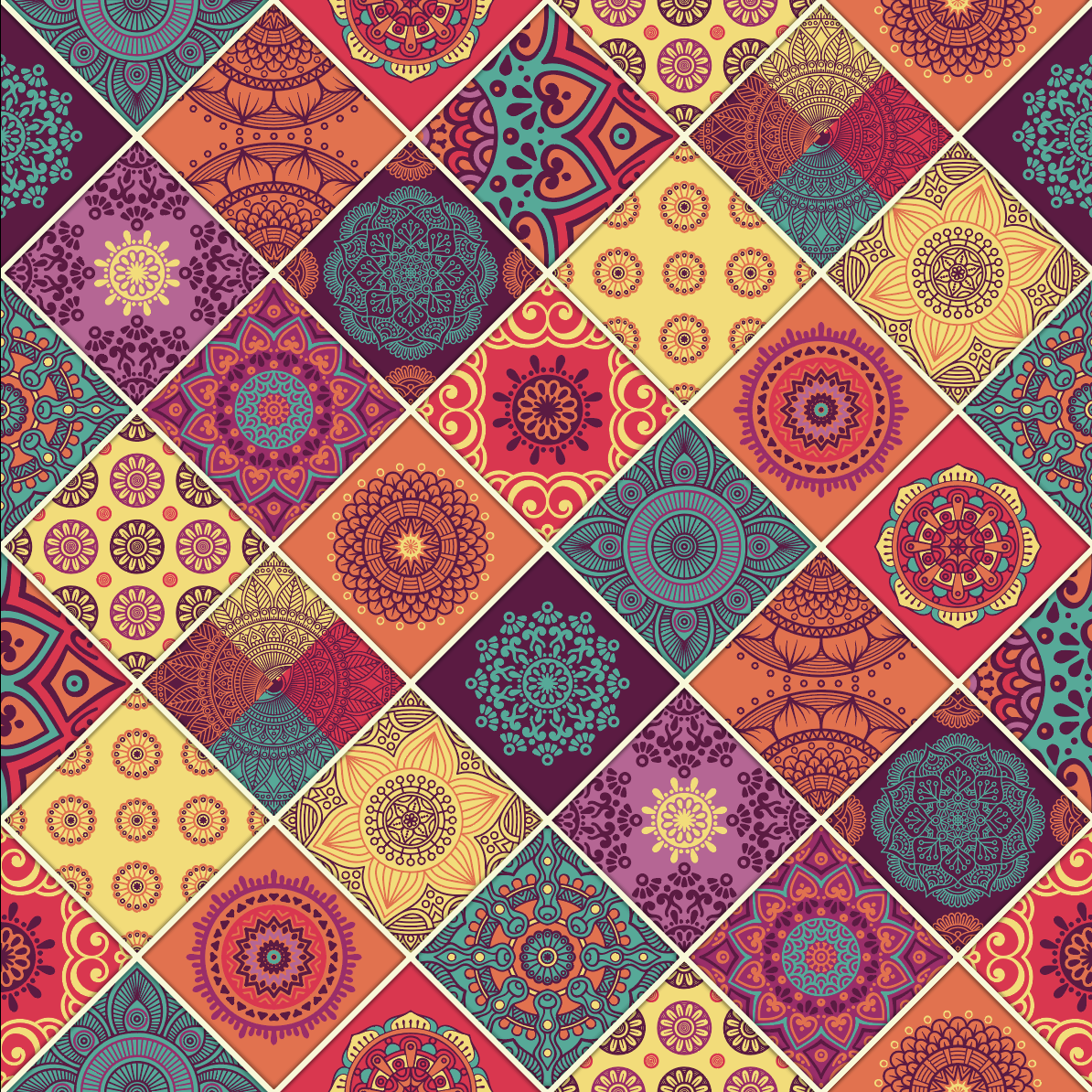 Diamond Tiled Mandala Pattern