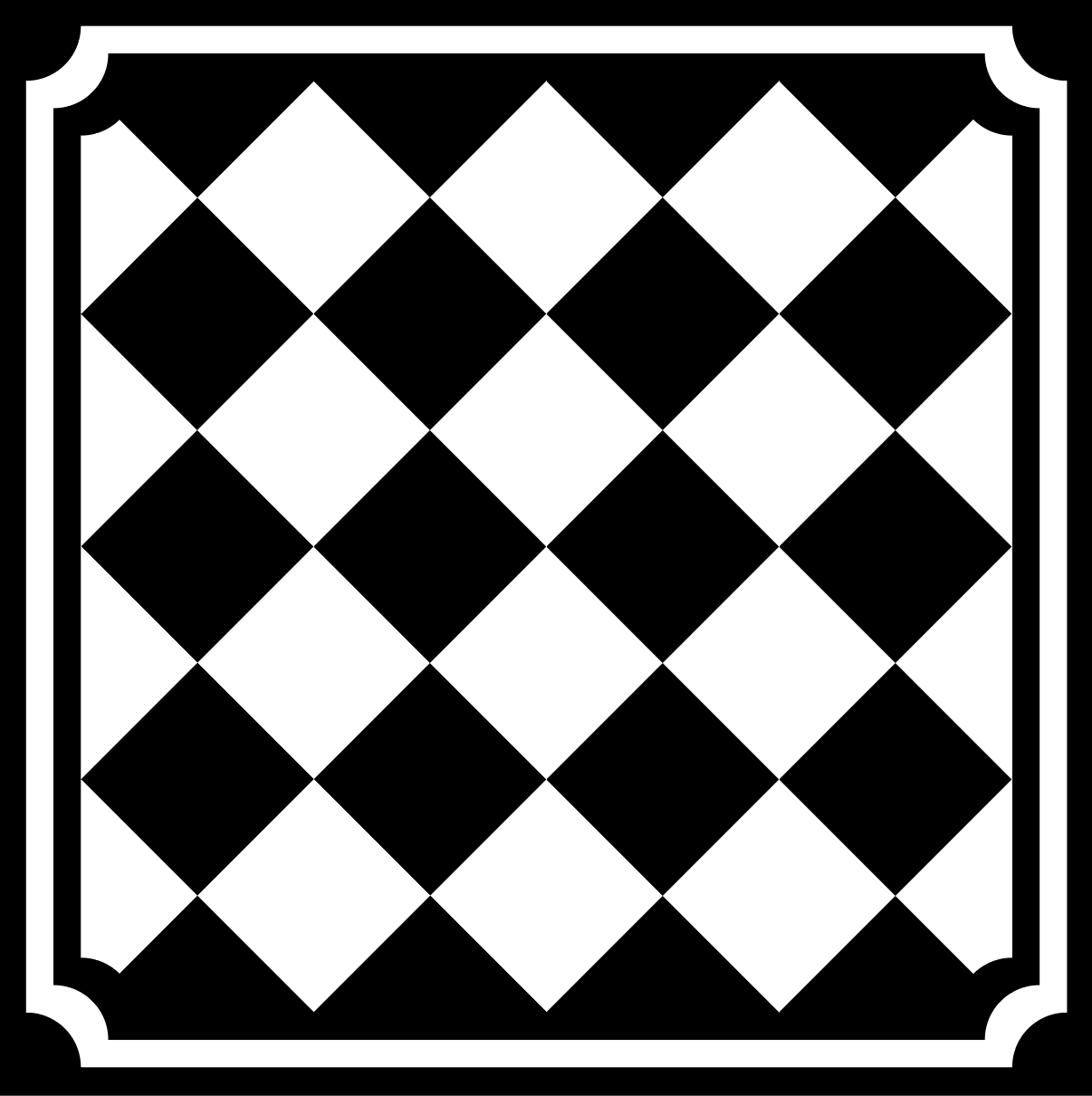 Black and White Diamond Checkerboard with Border