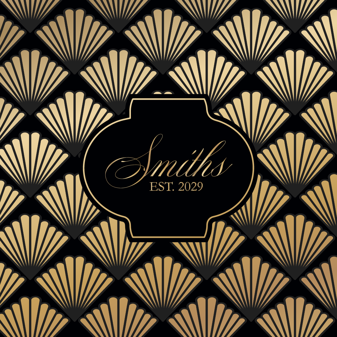 Large Fan Pattern with Monogram