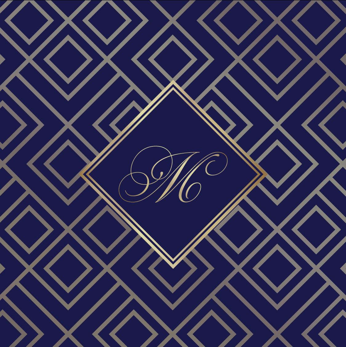 Gold Diamond Pattern with Monogram