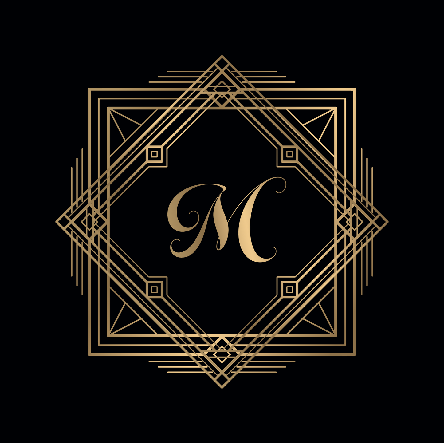 Gold Line Frame with Monogram