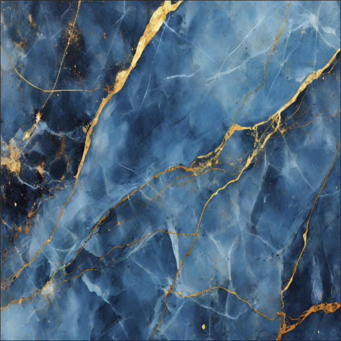 Cobalt Blue Marble with Gold Streaks