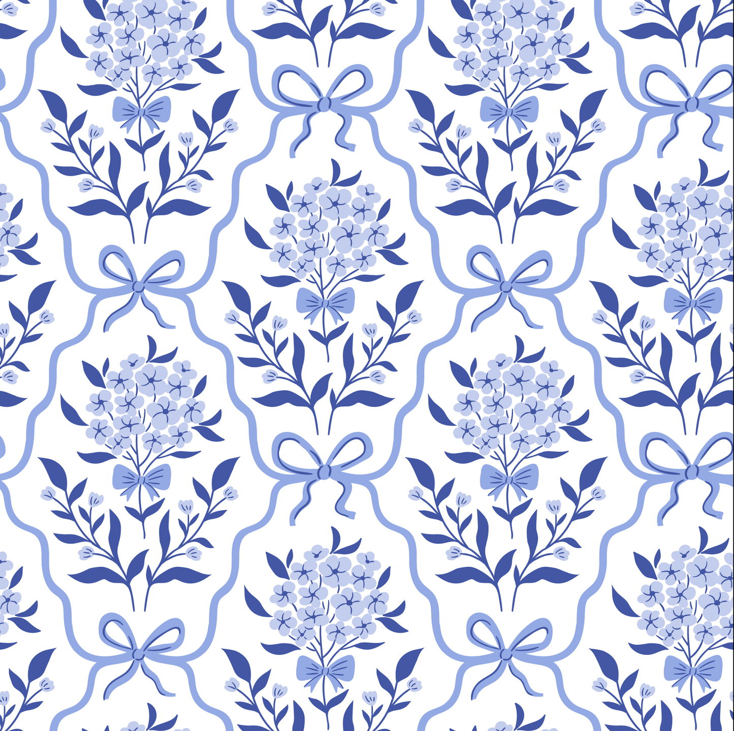 Blue Ribbon and Floral Pattern