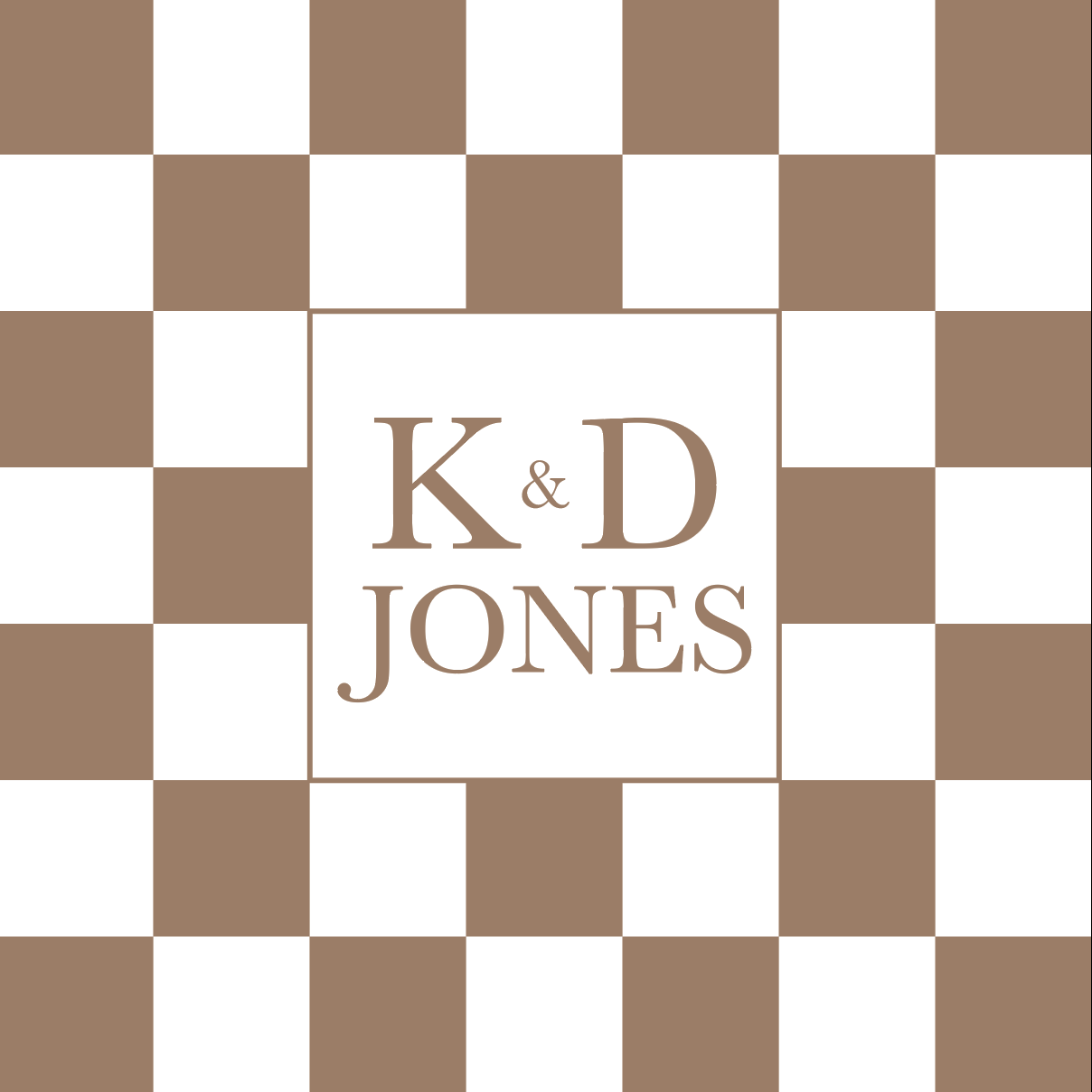 Brown and White Monogram Checkerboard Floor