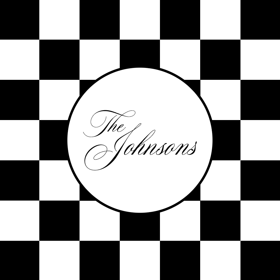 Circle Monogram on Black and White Checkerboard