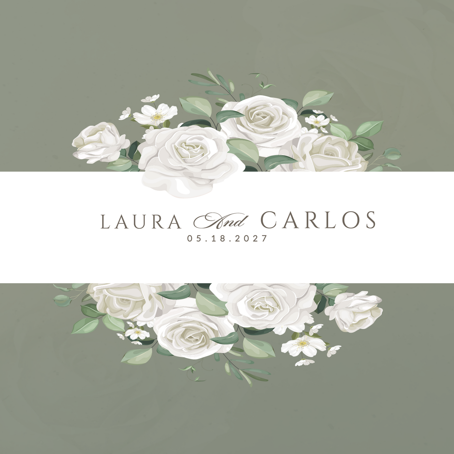 Floral Bouquet with Monogram Banner