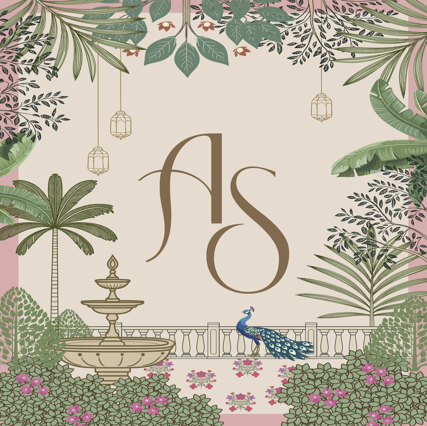 Garden Oasis with Monogram