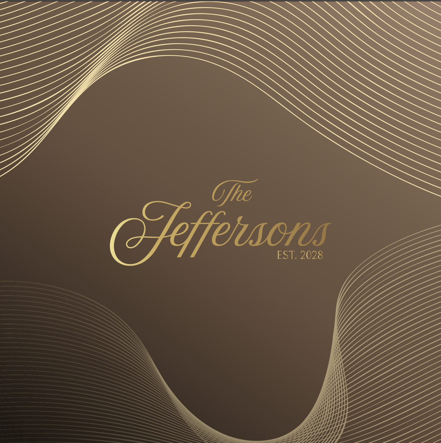 Wavy Gold Vortex Pattern with Monogram