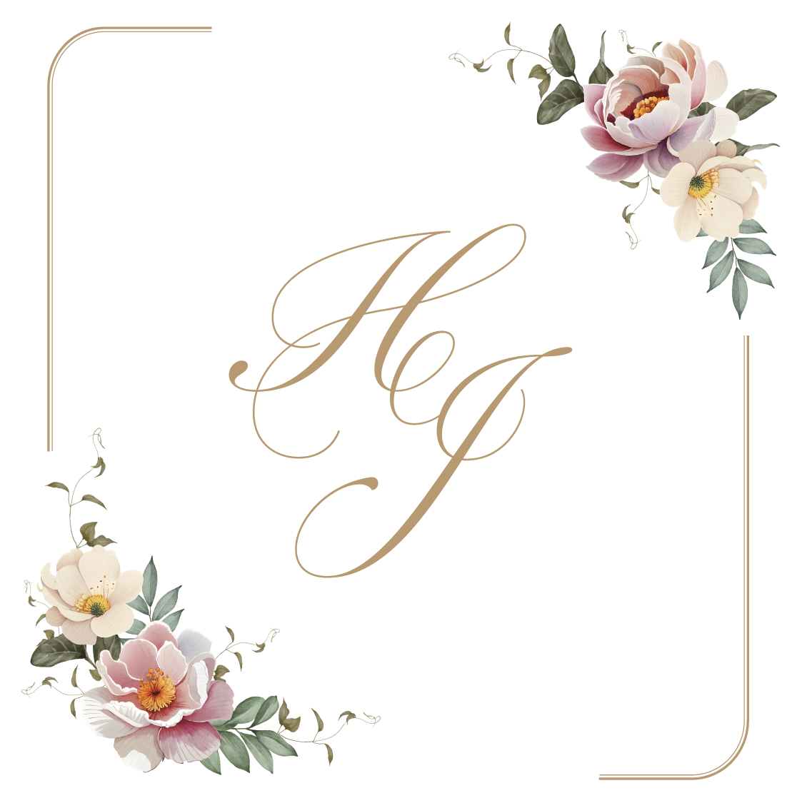 Floral Corners with Monogram in Center