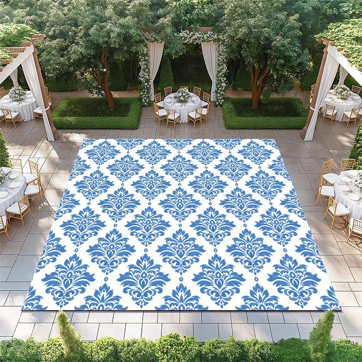 Blue Floral Fleur De Lis Pattern
