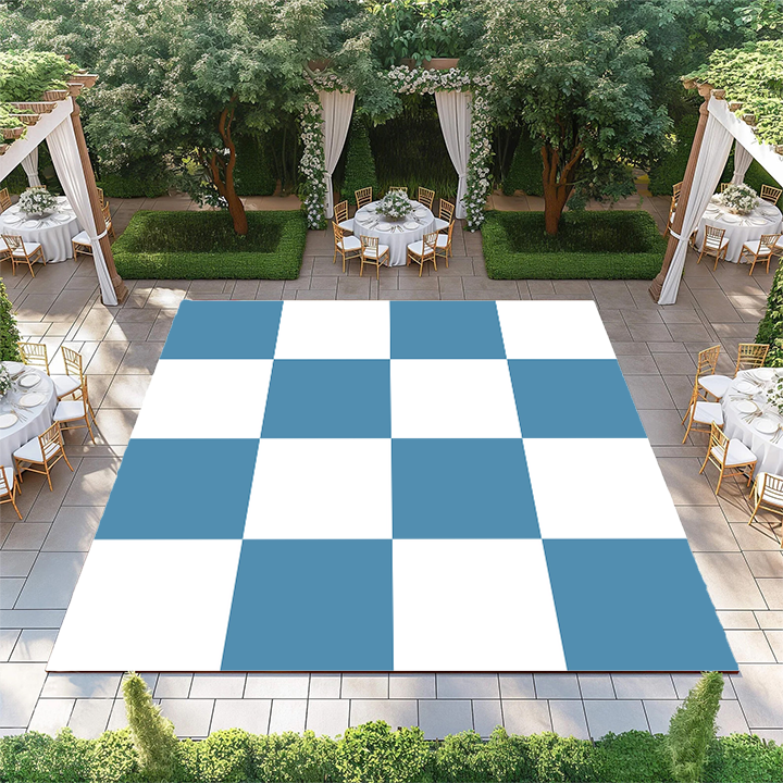 Dark Baby Blue and White Checkerboard