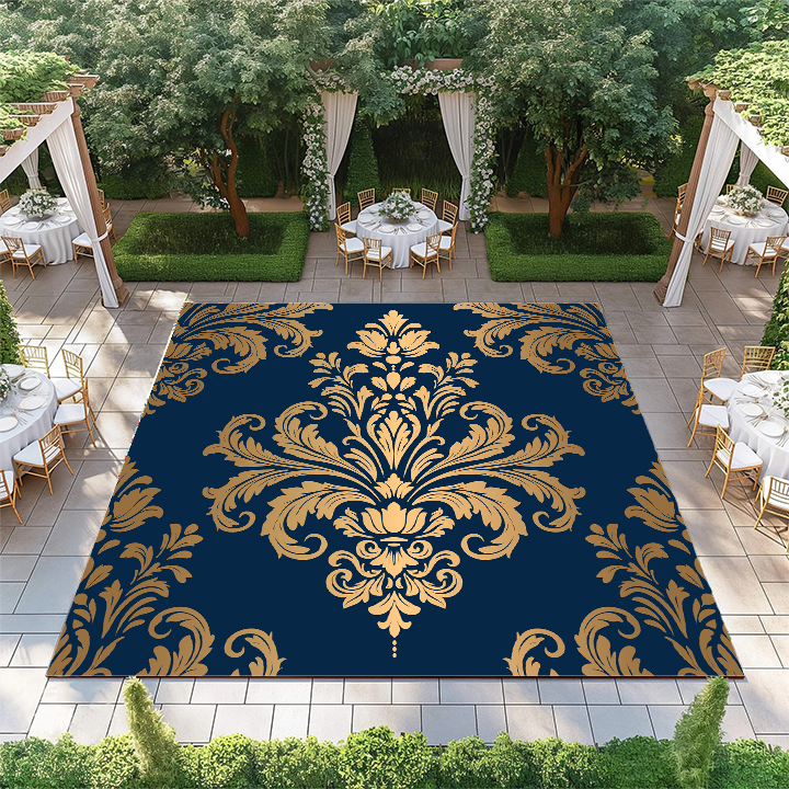 Gold Damask on Dark Blue – inkredibledancefloors