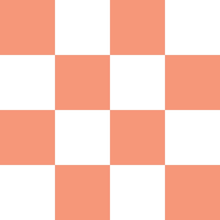 Tangerine and White Checkerboard