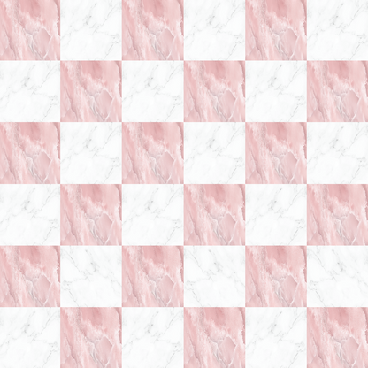 Pink & White Marble Checkerboard