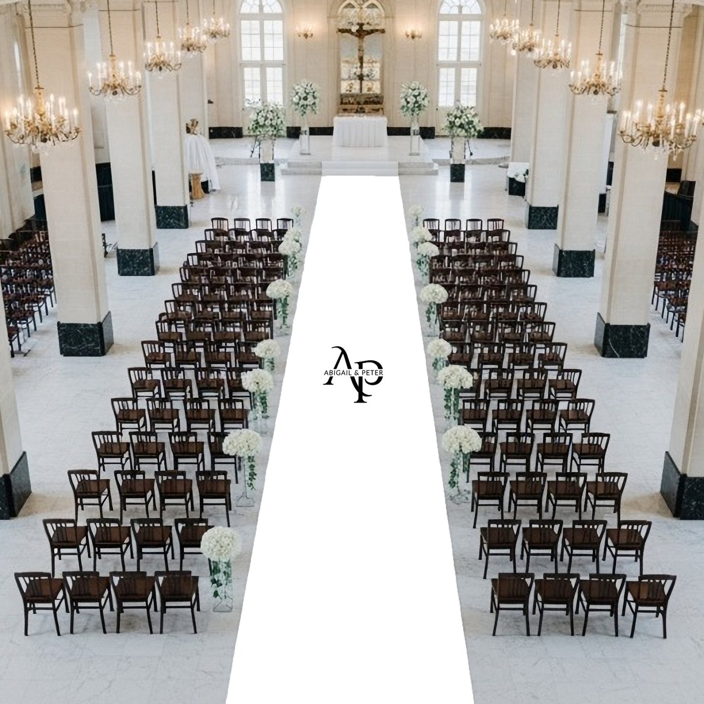 Black & White Name and Initials Aisle Runner