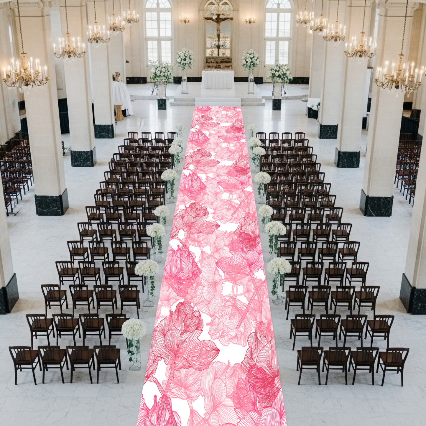 Pink Flowers Aisle Runner