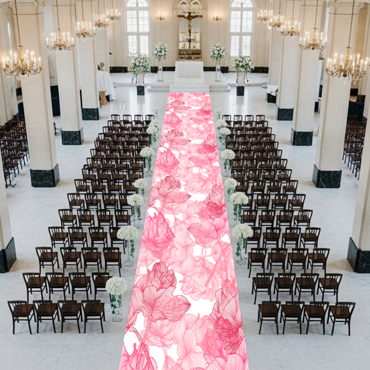 Pink Flowers Aisle Runner