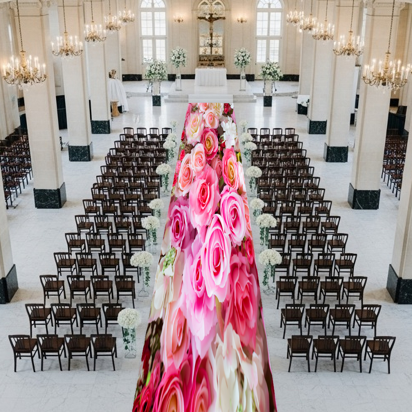 Pink Roses Aisle Runner
