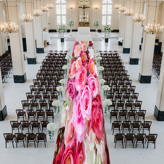 Pink Roses Aisle Runner