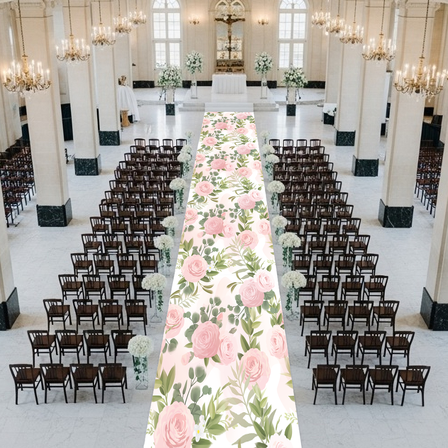 Pale Pink Roses Aisle Runner