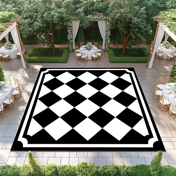 Black and White Diamond Checkerboard with Border