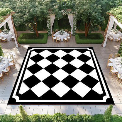 Black and White Diamond Checkerboard with Border