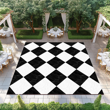 Black and White Diamond Marble Checkerboard