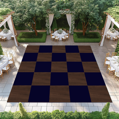 Dark Wood and Dark Blue Checkerboard