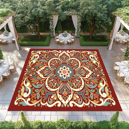 Mosaic Floral Pattern on Red Background