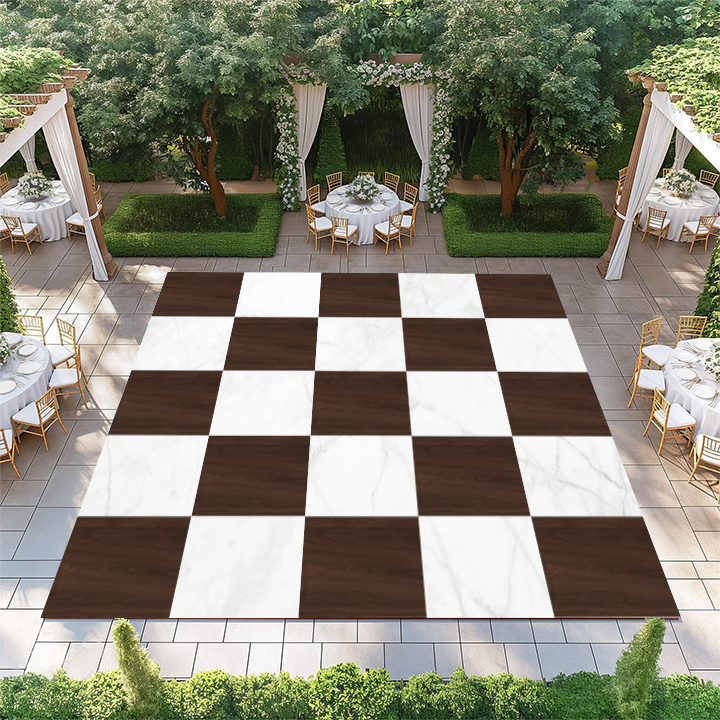 Dark Oak and White Marble Checkerboard