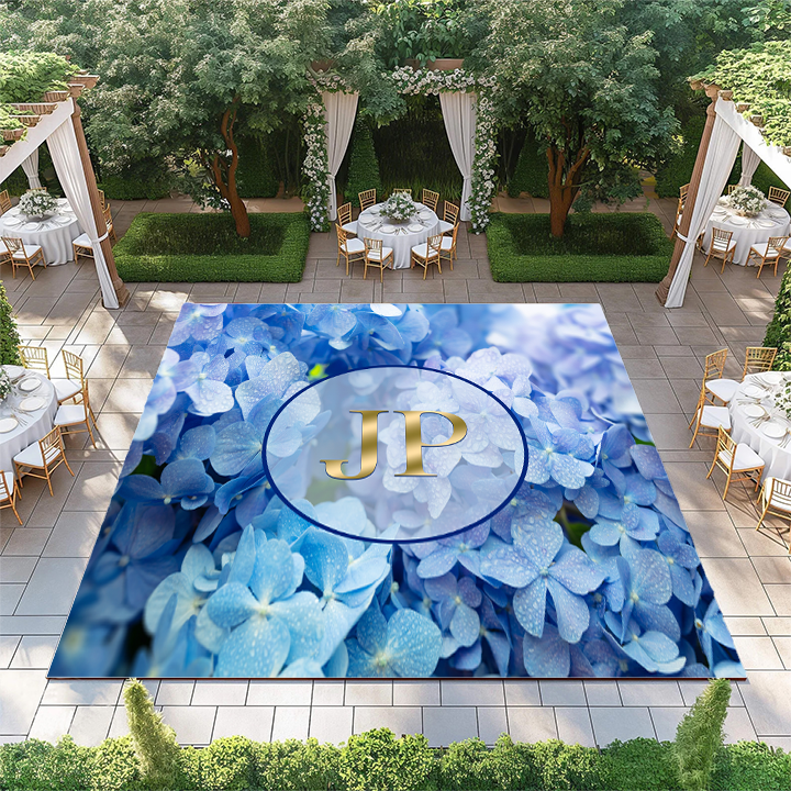 Blue Hydrangeas with Monogram