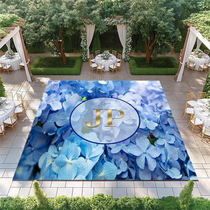 Blue Hydrangeas with Monogram