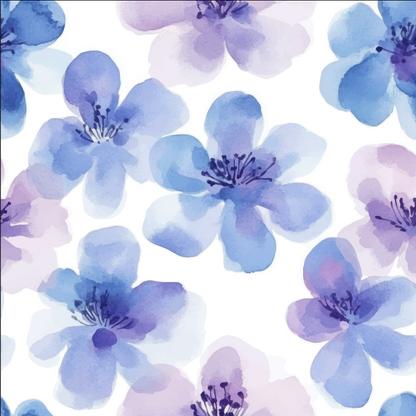 Pastel Blue and Purple Floral Watercolor Pattern