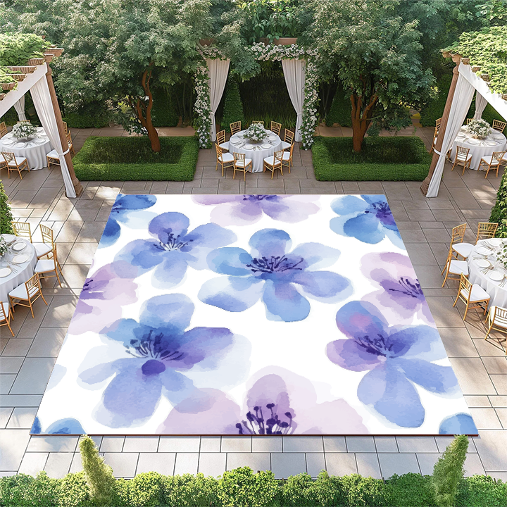 Pastel Blue and Purple Floral Watercolor Pattern