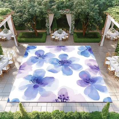 Pastel Blue and Purple Floral Watercolor Pattern