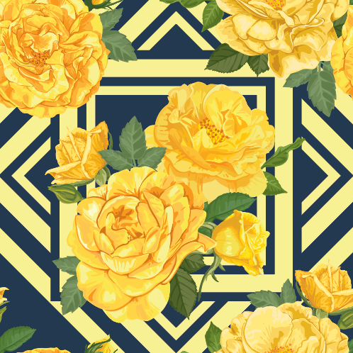 Yellow Flowers with Pattern