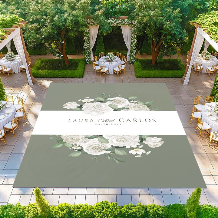 Floral Bouquet with Monogram Banner